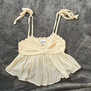 Elegant Cream Crochet Women Top